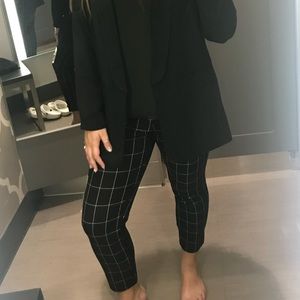 Black and white grid dress pants